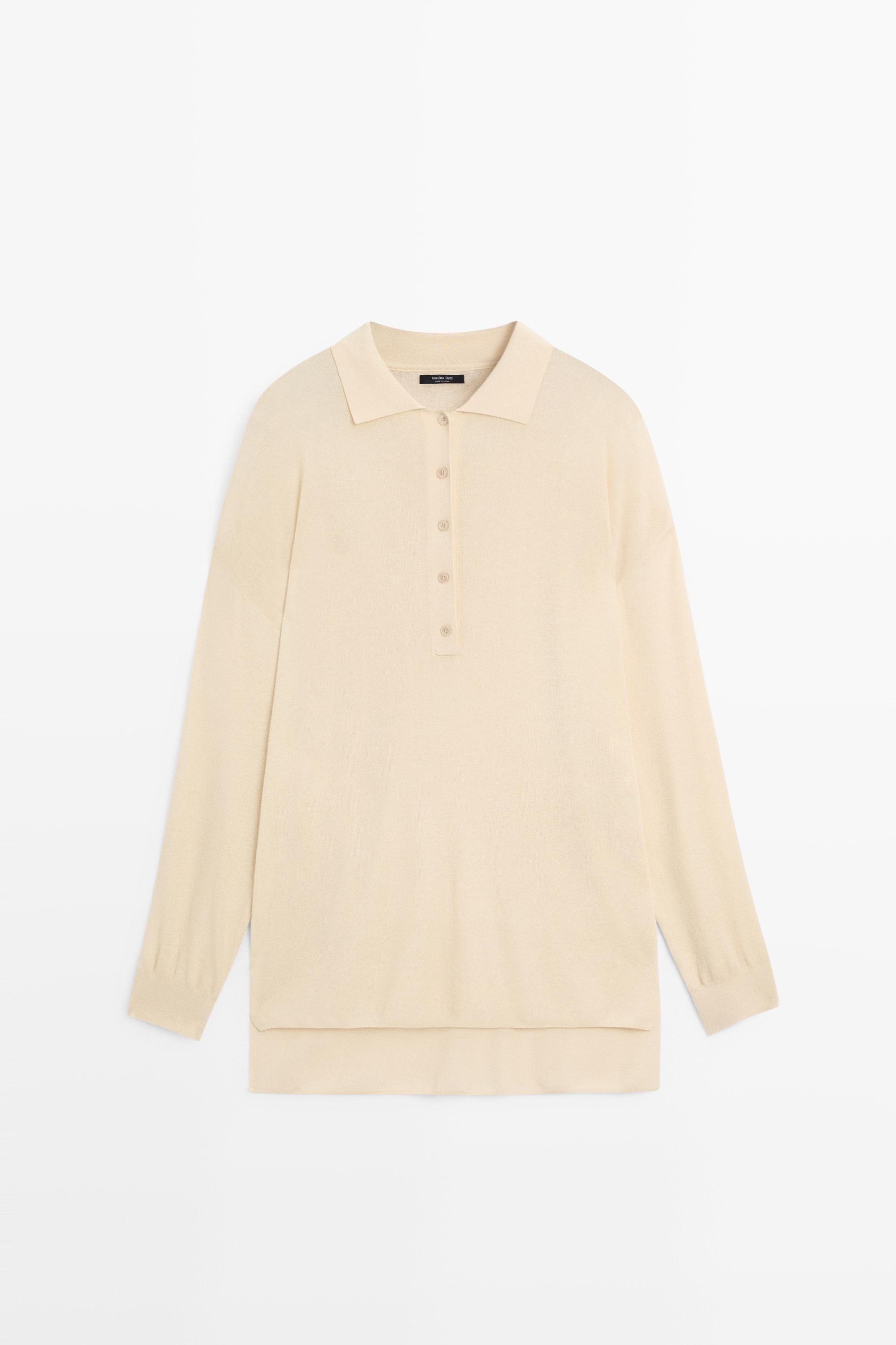 Cotton and silk blend polo sweater